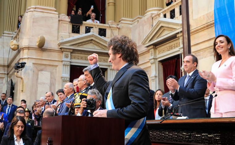 Milei en la asamblea legislativa en el Congreso. (Foto: archivo/NA)