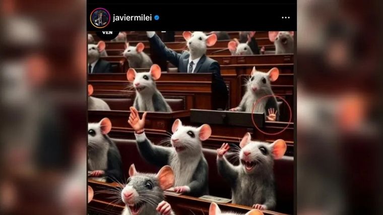 FOTO: Javier Milei comparó a los senadores con ratas en una publicación en redes