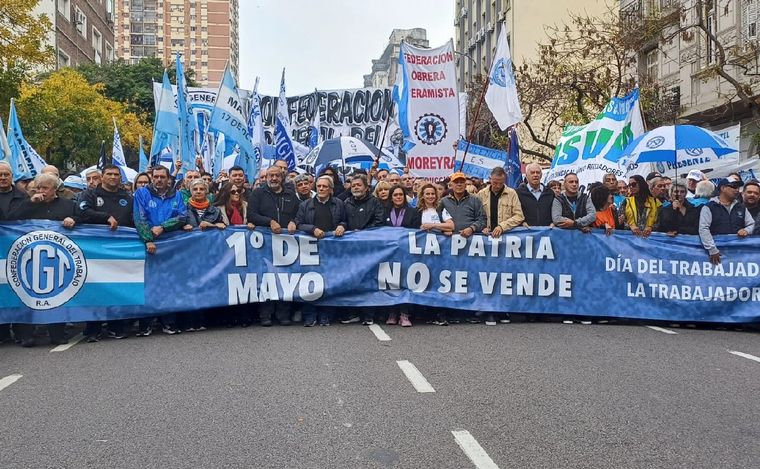 Marcha de la CGT en Buenos Aires el 1 de mayo. (Orlando Morales/Cadena 3)