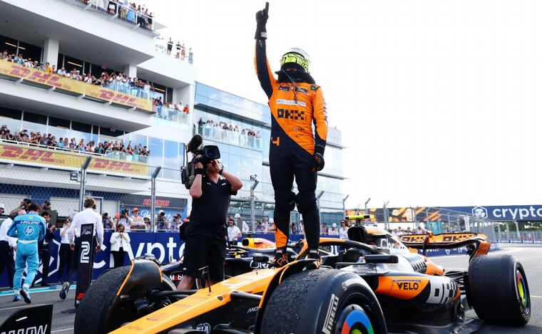 FOTO: Toda la emoción de Lando Norris de McLaren, en su primera victoria de F1 en Miami