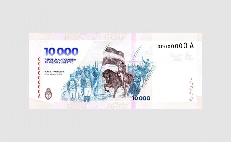 Nuevo billete de diez mil pesos.