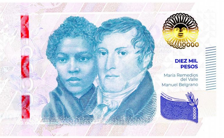 El nuevo billete de diez mil pesos.