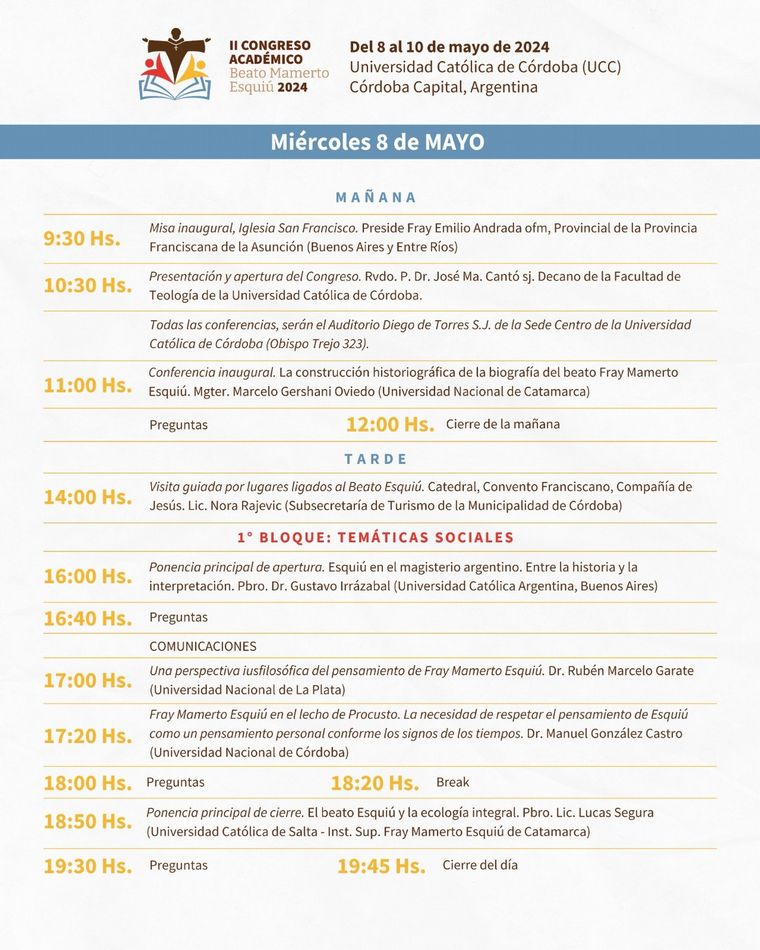 Se llevará a cabo el II Congreso Académico Beato Esquiú en 2024 en Córdoba