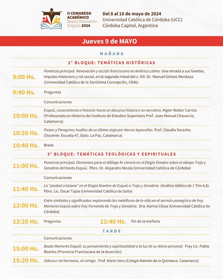 Se llevará a cabo el II Congreso Académico Beato Esquiú en 2024 en Córdoba