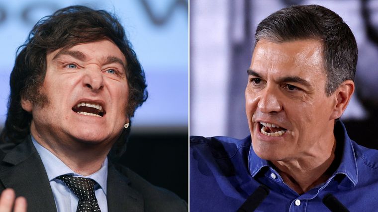 Javier Milei y Pedro Sánchez, envueltos en una disputa que parece no tener fin. 
