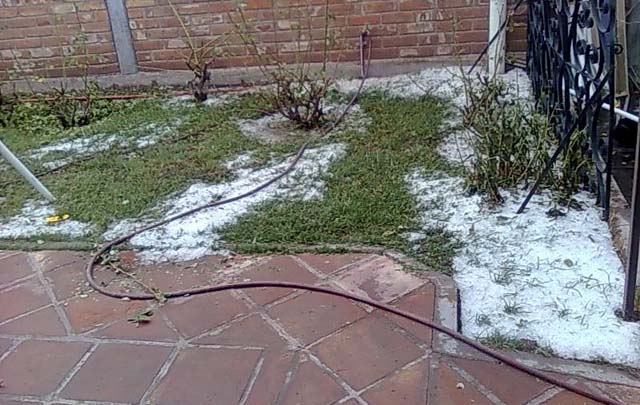 Una gran cantidad de granizo cayó en la ciudad mendocina de Lavalle