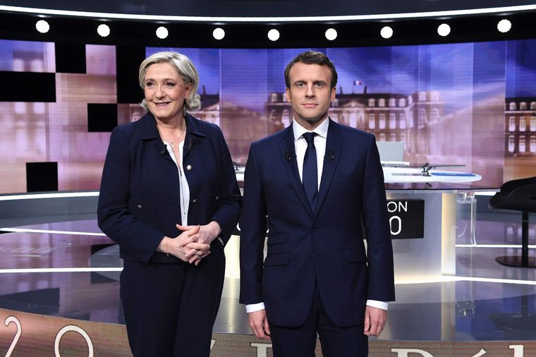 Marine Le Pen y Emmanuel Macron. (Foto: archivo/NA)