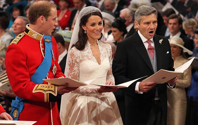 William, Kate y el padre la novia.