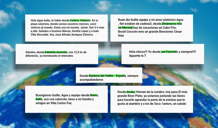 Mensajes a Cadena 3 de oyentes de todo el mundo