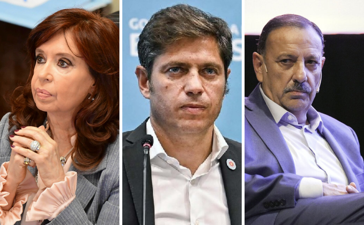 Cristina Fernández de Kirchner, Axel Kicillof y Ricardo Quintela