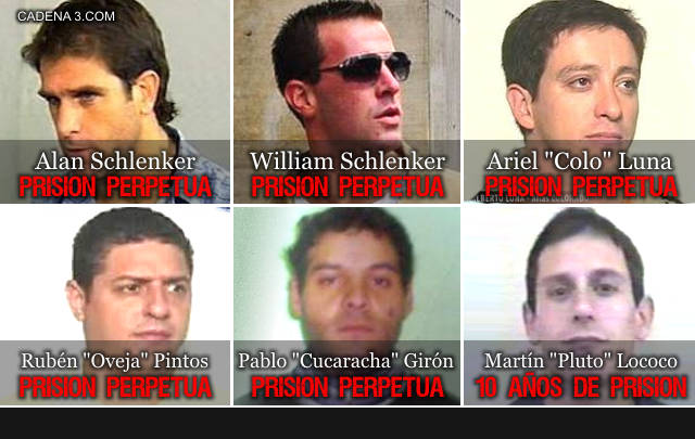 Los seis condenados por el crimen de Gonzalo Acro.