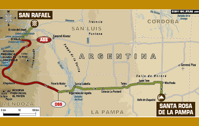 Mapa de la etapa 2 del Rally Dakar 2012