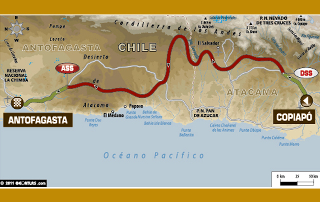 Mapa de la etapa 8 del Rally Dakar 2012