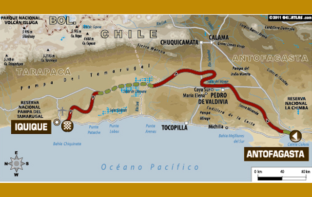 Mapa de la etapa 9 del Rally Dakar 2012