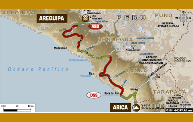 Mapa de la etapa 11 del Rally Dakar 2012