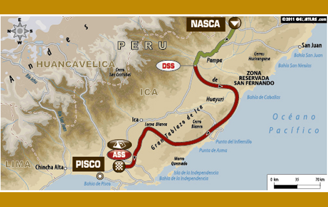 Mapa de la etapa 13 y 14 del Rally Dakar 2012
