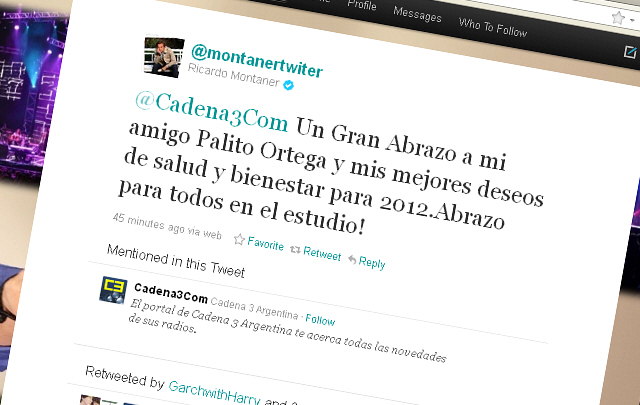 Ricardo Montaner saludó a Palito Ortega a través de Twiiter.