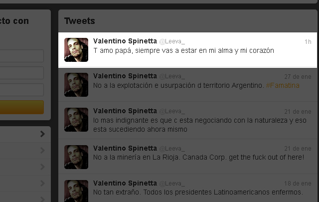 La emotiva frase que publicó Valentino. 