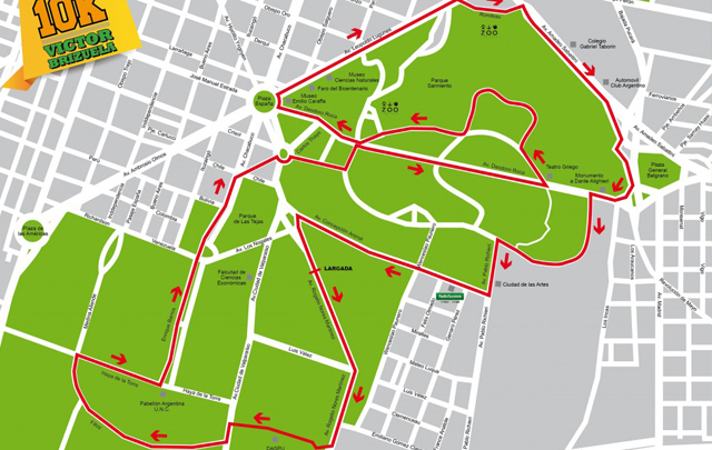El detalle del recorrido de 10 kilómetros.