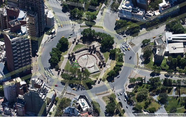 La Plaza España vista desde Google Maps a partir de la nueva perspectiva.