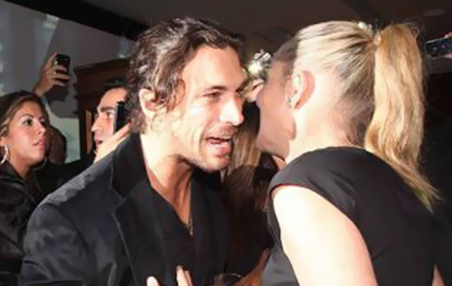 Martín Mica y Sharon Stone en la ciudad brasilera de San Pablo.