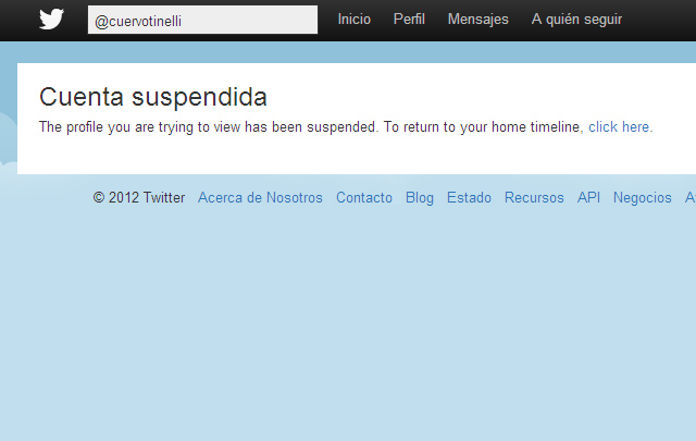 @cuervotinelli, por ahora, fuera de la red social.