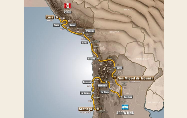 Recorrido del Dakar 2013.