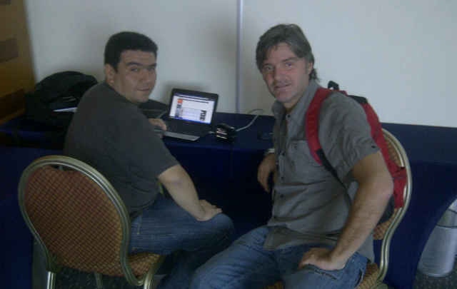 Christian Cumming y Sergio Zuliani en la sala de prensa del Sheraton.