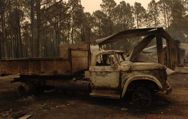 El fuego arrasó todo a su paso en Yacanto. 