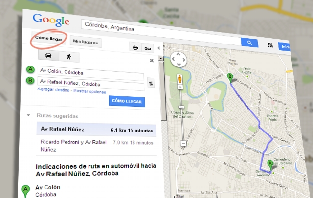 ''Cómo llegar'' -en auto, ómnibus o a pie- estará disponible en Google Maps.