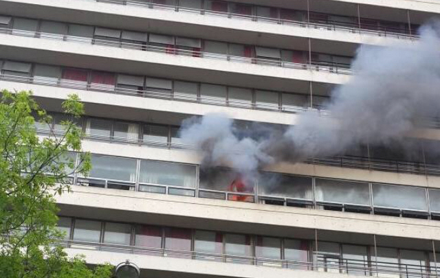 Incendio en la Universidad de Belgrano en Buenos Aires.