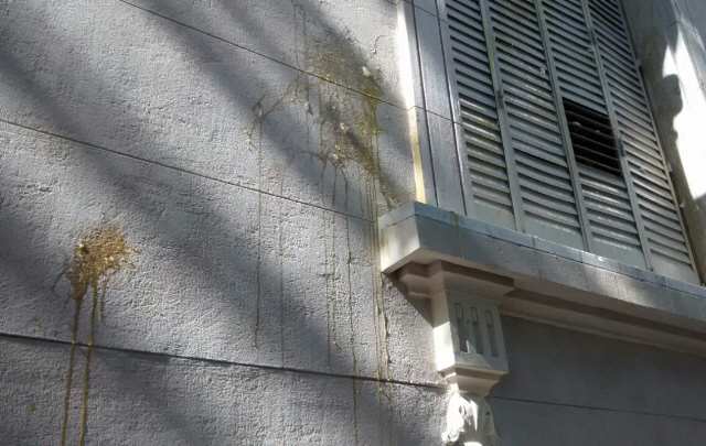 Empleados que se oponen a la norma arrojaron huevos a la Legislatura. 