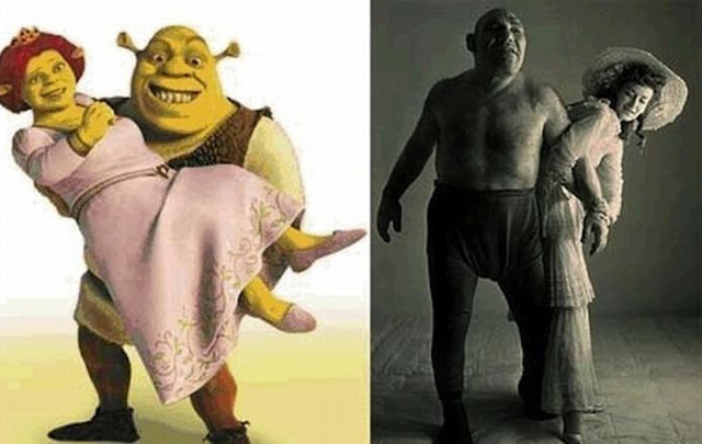 Fiona y Shrek, inspirados en personajes reales.