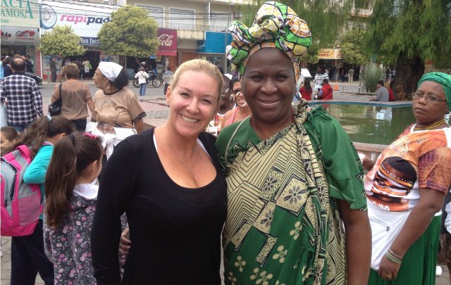Celeste Benecchi durante la previa del Carnaval de Río en San Luis.