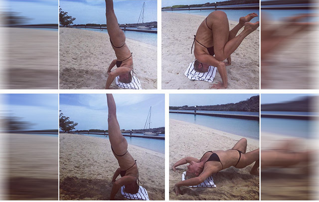 Xuxa subió un collage de fotos donde se la ve haciendo yoga en bikini a los 52 años.