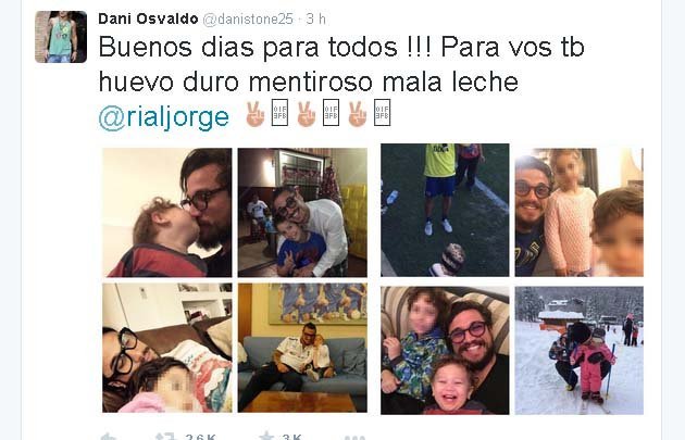 Osvaldó le contestó a Rial con una foto de él con sus hijos.