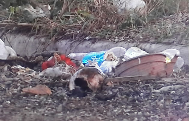 Parte de los huesos y la ropa hallada a un costado del cementerio San Vicente.