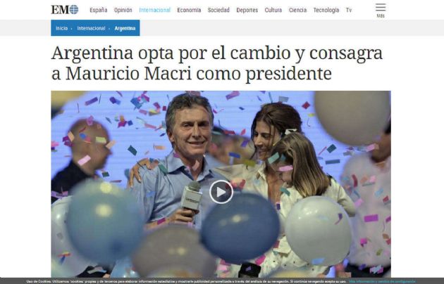 El diario El Mundo resalta que Argentina optó por el cambio.