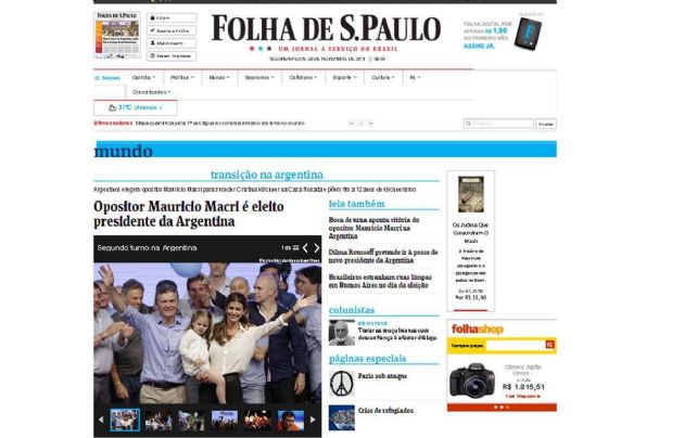 FOTO: Los diarios brasileños informaron sobre la victoria de Macri.