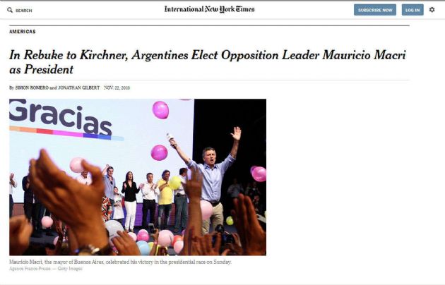 El triunfo de Macri en The New York Times.