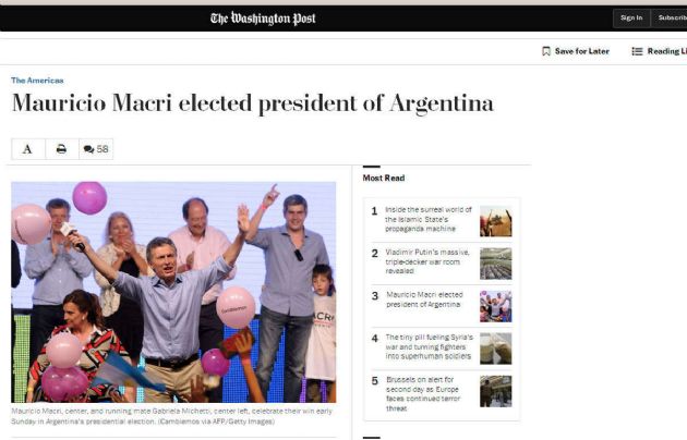 The Washington Post también reflejó la victoria del líder de Cambiemos.