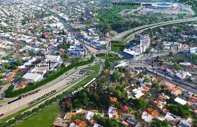 De izquierda a derecha, la conexión vía Nudo 14 entre El Tropezón y Spilimbergo.