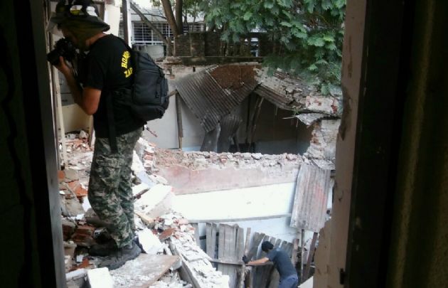 Así quedó parte del edificio tras la explosión. 