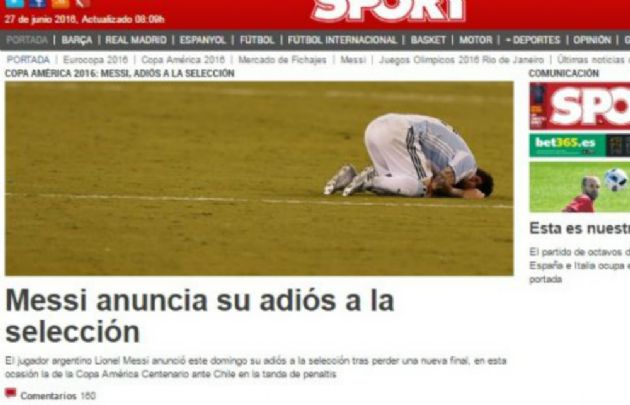 Las repercusiones de la renuncia de Messi en las portadas.