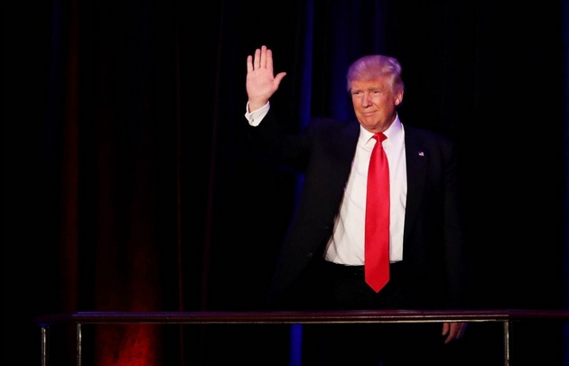 Donald Trump, antes de su discurso ganador en su búnker.