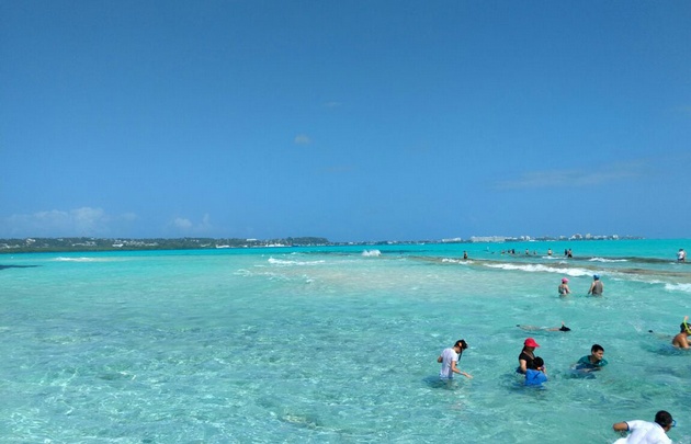 En el acuario la gente hace snorkel por la gran variedad de especies marinas que se puede observar