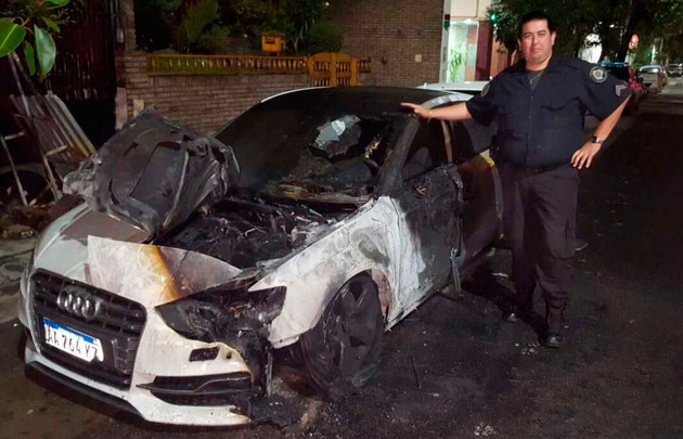 Así quedó el auto del jugador de River.