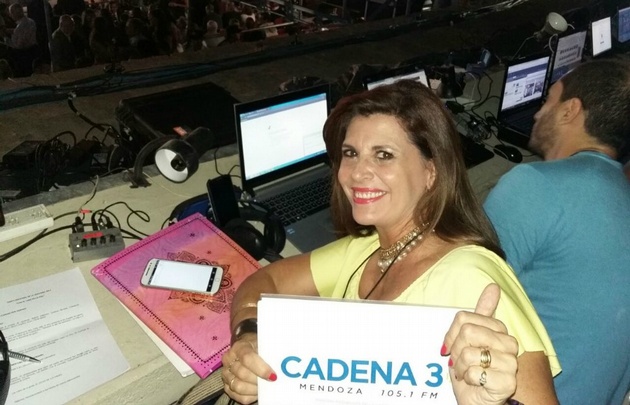 Laura Carbonari, en la transmisión de la Vendimia.