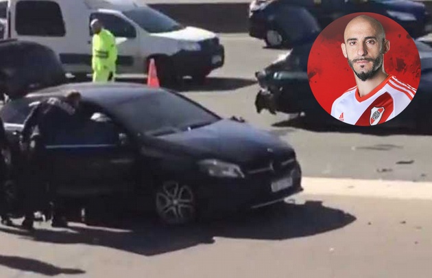 El defensor de River protagonizó un accidente en la Au. Ricchieri.