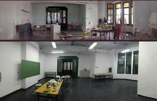Antes y después. Los alumnos del Fader refaccionaron el edificio.